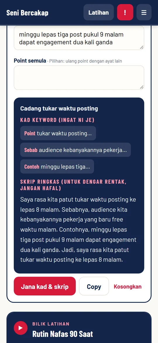 Penjana struktur keluarkan kad keyword dan skrip ringkas
